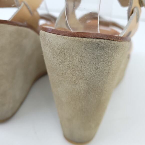 Manufacture d'Essai Wedge Platform Sandals Leather Suede Beige Neutral 39 (US 9) - Picture 5 of 8